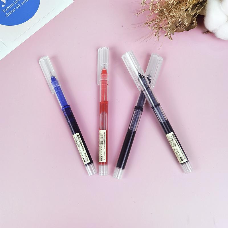 Fast-Drying Red & Black Rollerball Pen, 0.5mm Needle Tip, Large Capacity, Ideal for Office Signatures