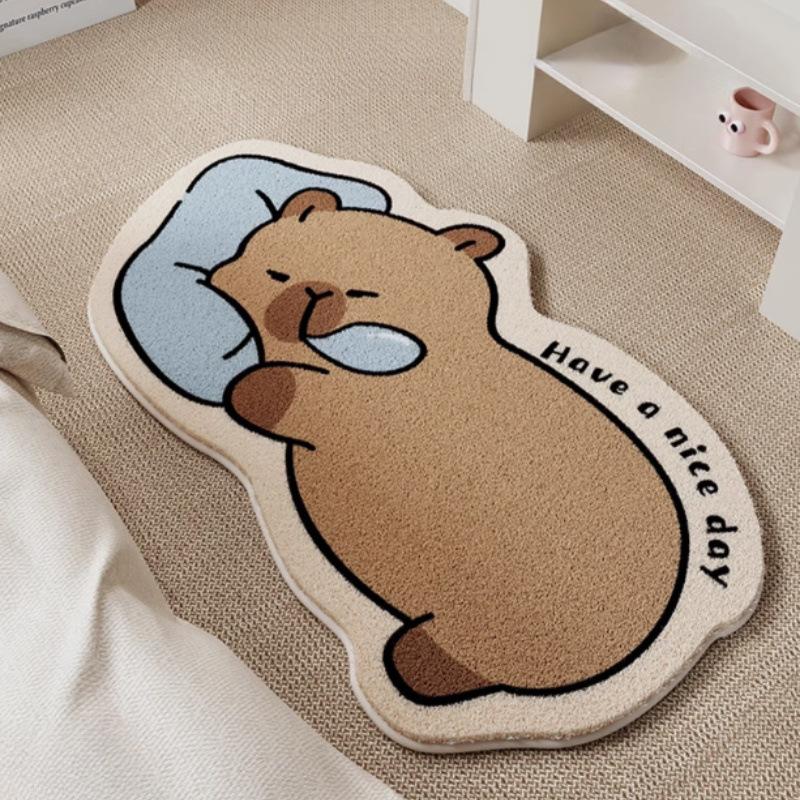 Tappeto in finta cachemire a cartoni animati, tappetino morbido per piedi da camera da letto, cuscino per bagno antiscivolo, assorbente, decorazione per la casa