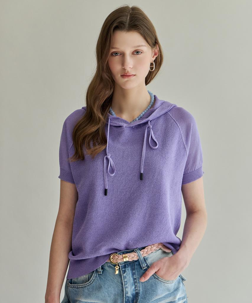 MAXZA Pulsar Mix String Hooded Short Sleeve Knit