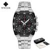 WWOOR Military Watch Men Chronograph Sports Watch For Men Luxury Square Stainless steel Quartz Waterproof Wristwatch Male Clock