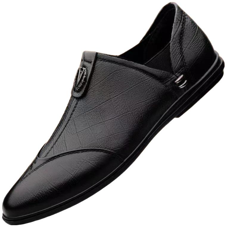 New Versatile Men's Leather Shoes Soft Sole Business Casual Doudou Shoes Work Security Dad Shoes