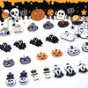 2 Stück Halloween-Charms-Anhänger, verschiedene vergoldete und schwarz plattierte Emaille-Kürbis-Geist-Clown-Zaubererhut-Halloween-Charms für Schmuck