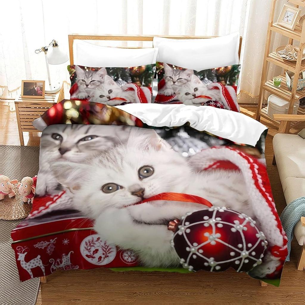 Christmas Theme 3D Printed Duvet Cover Microfiber Bedroom Decor Christmas Bedding Set Soft Breathable For Adult Student Gift Nan
