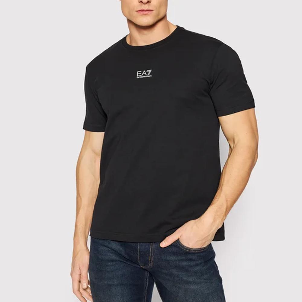Emporio Armani Ss22 Letter Print Crew Neck Pullover Short Sleeve T-Shirt Men Tops Black 3LPT27-PJ7CZ-1200