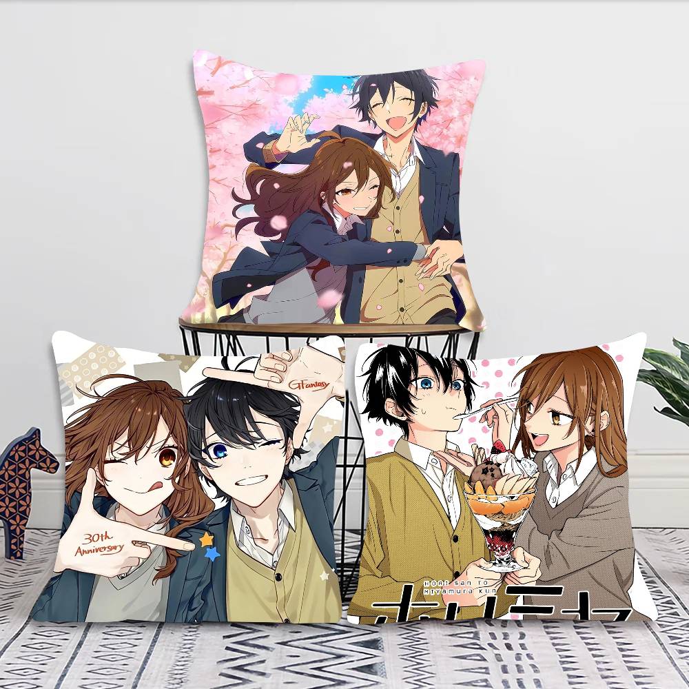Japanese Classic Anime Horimiya Vintage Pillow Case Fashion Square Pillowcase Bedroom Sofa Room Ins Decoration Leisure