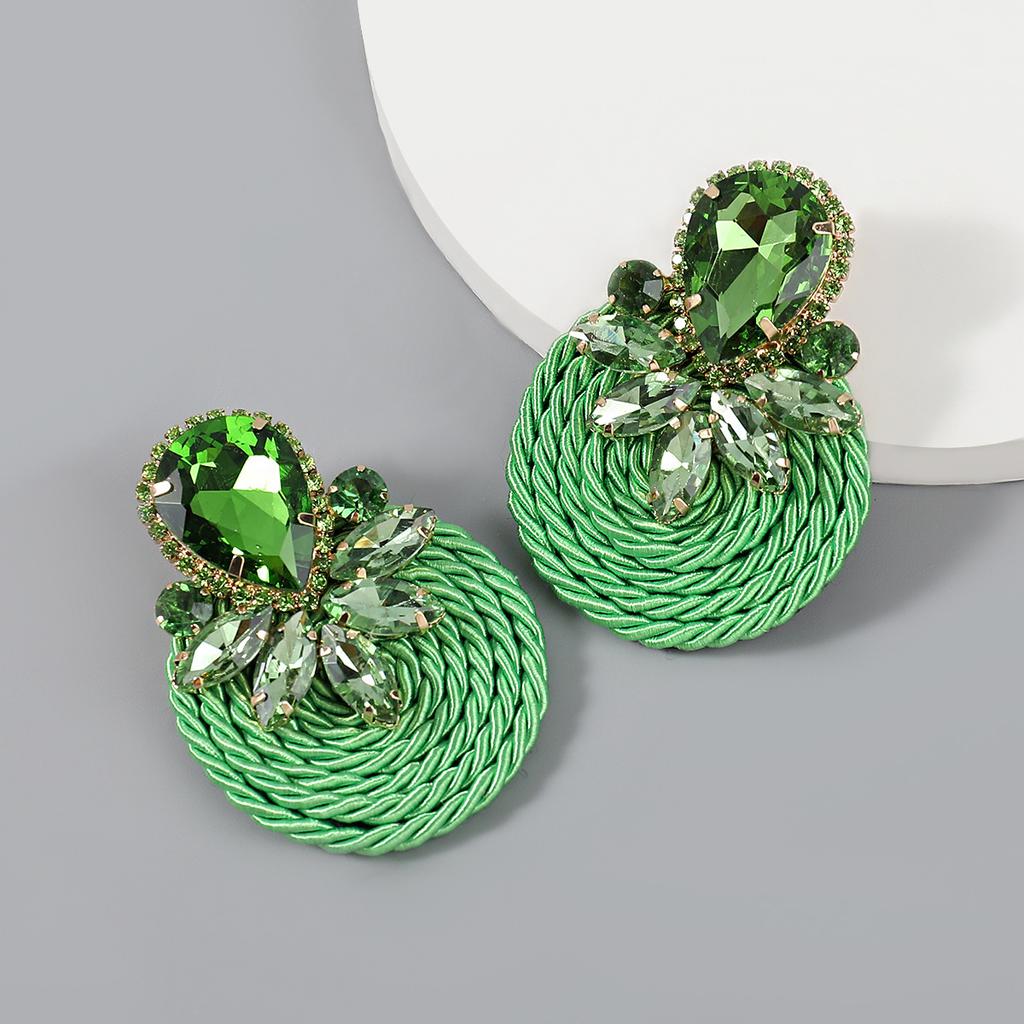 Exaggerated Geometric-shaped Polyester Stretch Yarn Woven Round Earrings for Women, New Style Jewelry