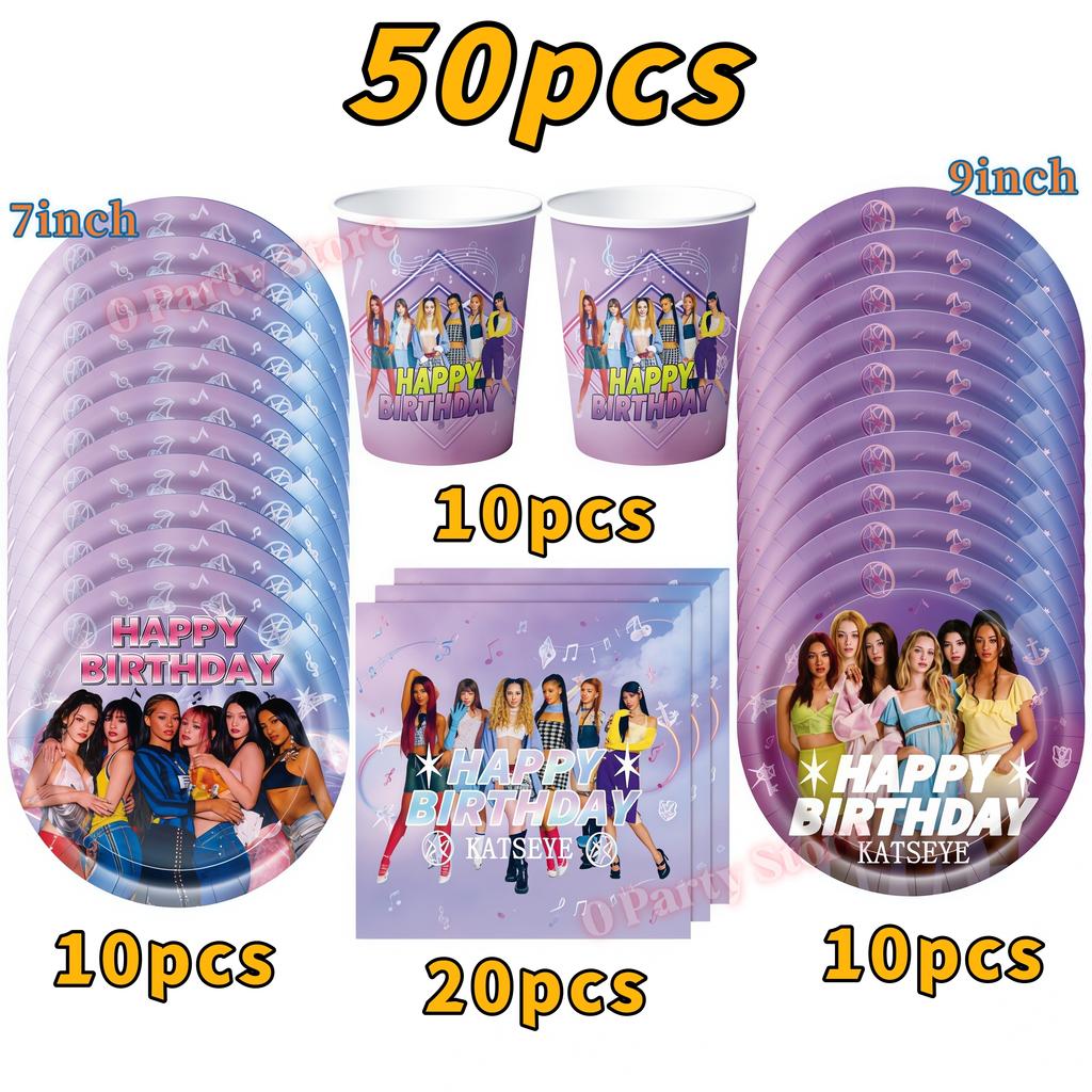 Kpop K&Katseye Birthday Party Decoration Plate Cup Banner Balloon for Girl Party Favor Idol Fans Gift Baby Shower Event Supplies