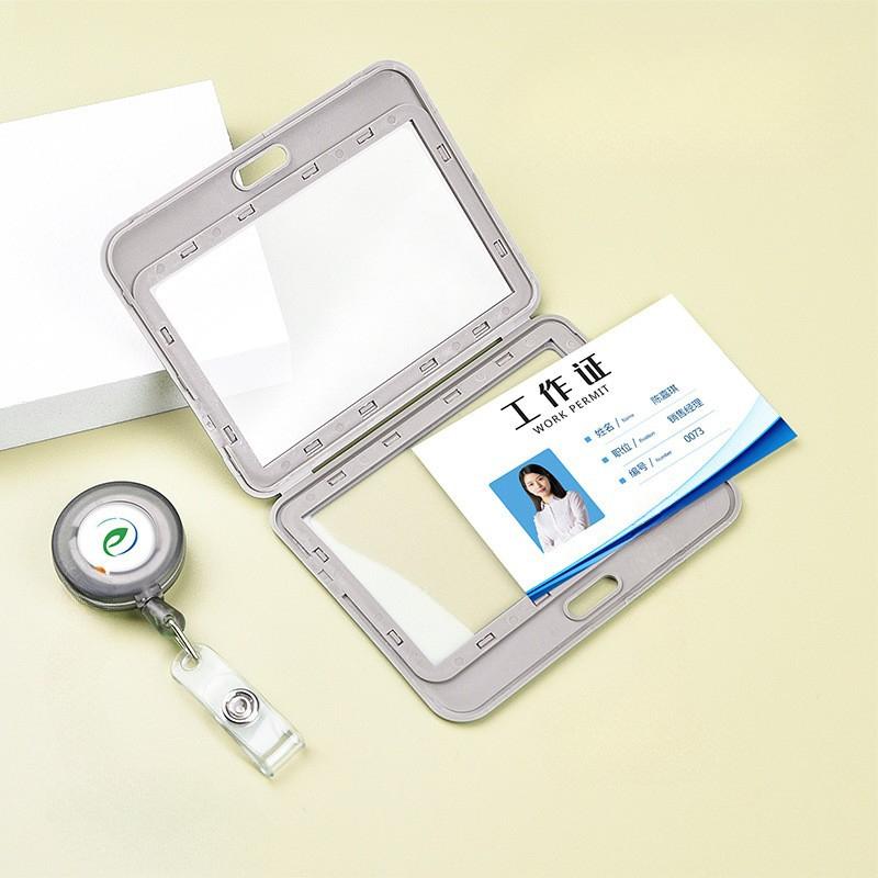 ID Name Badge Credit Card Holder Employee's Staff Work Card Cover with Retractable Badge Reel Pass Bus Card Sleeve