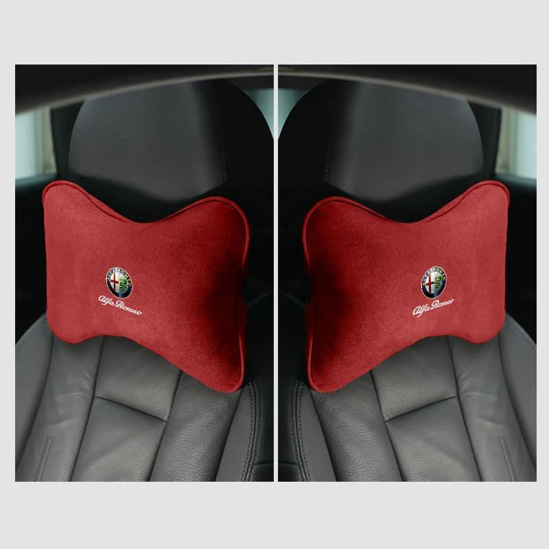 Car Stickers For Alfa Romeo 1pc/2pcs Car Headrest Fur Neck Pillow Seat Head Cushion Pillow For Alfa Romeo Giulia Stelvio Giuliet