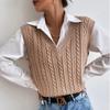 2023 herbst Casual V-ausschnitt Pullover Pullover Weibliche Solide Vintage Gestrickte Pullover Weste Frauen Twist Ärmellose Weste 28469