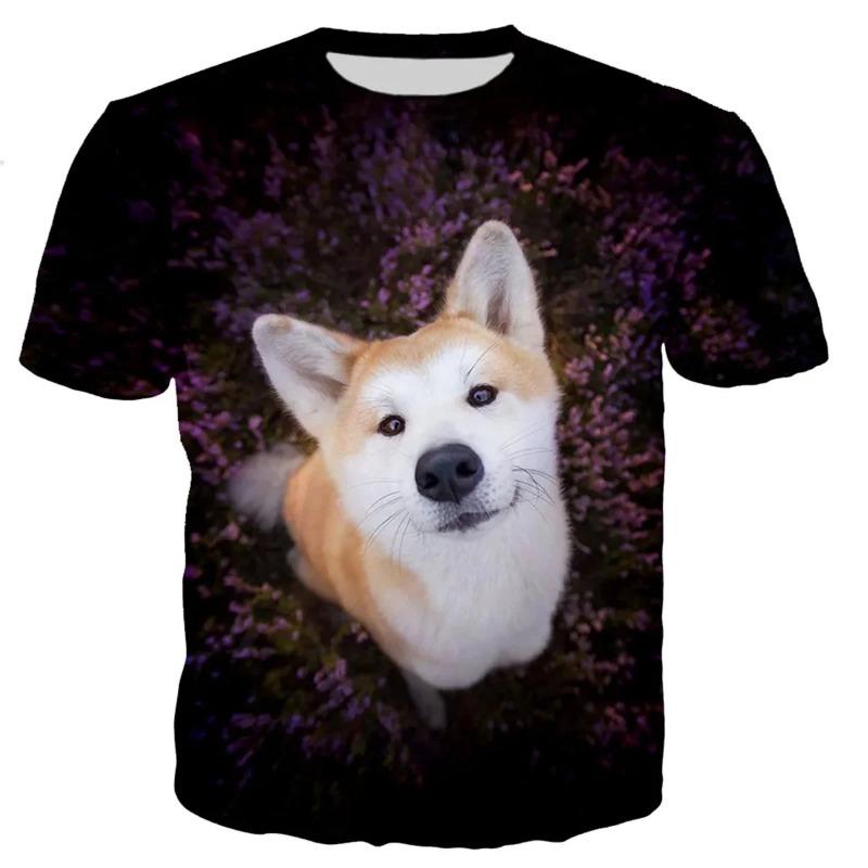 Children's Fun Animal 3D Printed T-shirt Summer Harajuku Short Sleeve T-shirt Round Neck Top Starry Sky Cat Universe Pattern T-shirt