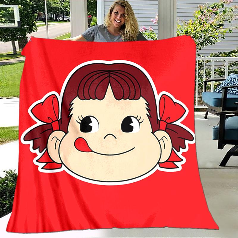 1pc Blanket Peko Chan Print Design, Lightweight Blanket for Sofa, Bed- Soft &Warm, Gift for All Seasons like Christmas, Halloween