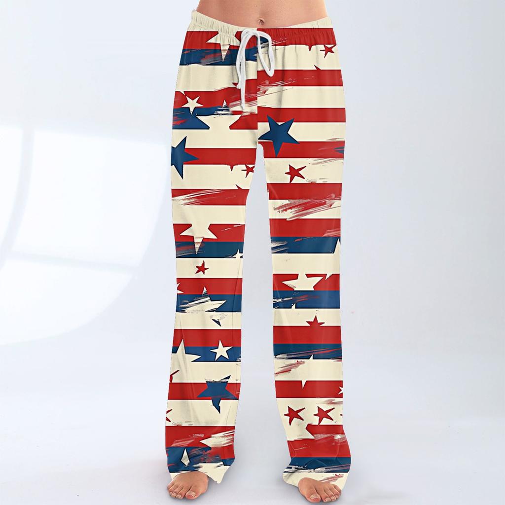 Damen Lässige Mode Komfort Pyjamahose Druck Kordelzughose Volle Länge Lang