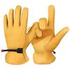 Leather Work Gloves For Men Yellow Cowhide Heavy Duty Safety Protective Driver Gloves Working Welding Stretchable Mechanic Glove