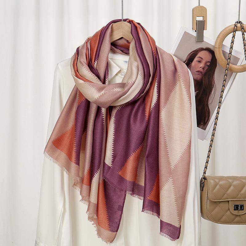 Winter Thick Viscose Scarf Geometric Plaid Fringe Cotton Shawls And Wraps Pashmina Stole Bufandas Muslim Hijab Sjaal 180*90Cm