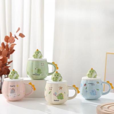 Creative Cartoon Dinosaur Ceramic Cup Cute Couple Mug High Looking Milk Coffee Cup Personalized Drinking Cup