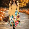 Halloween Women's Vintage Pattern Print Midi Dress A Line Dress Vacation Casual Daily Regular Fit  Long Sleeve V Neck Black  Spring Fall