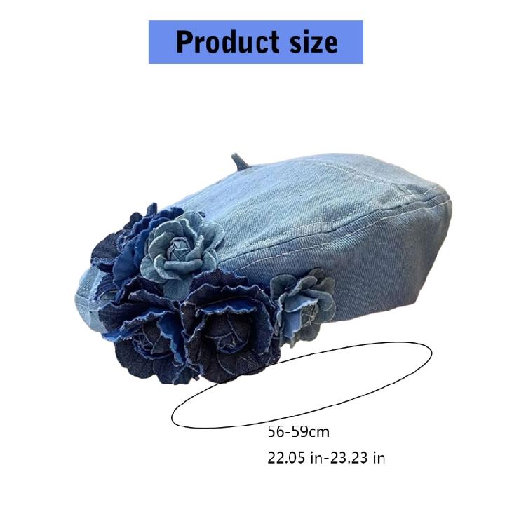 Novelty Stylish Cabbie Hat for Men Women Hat Denims Vintage Cabbie Caps Unisex Headwear Autumn Winter Hat for Daily Wear