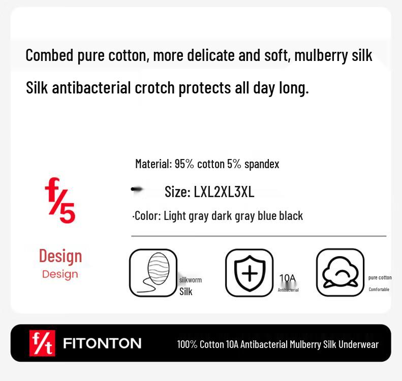 FitonTon Men's Pure Cotton Antibacterial Loose Boxer Briefs