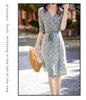 High-End Floral Mulberry Silk Mid-Length Dress