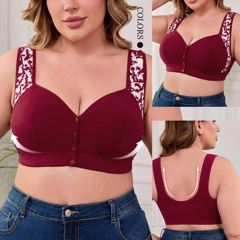 XL-7XL Front-closure Bra Plus Size Wirefree Vest Underwear Push Up Breathable Soft Bralette