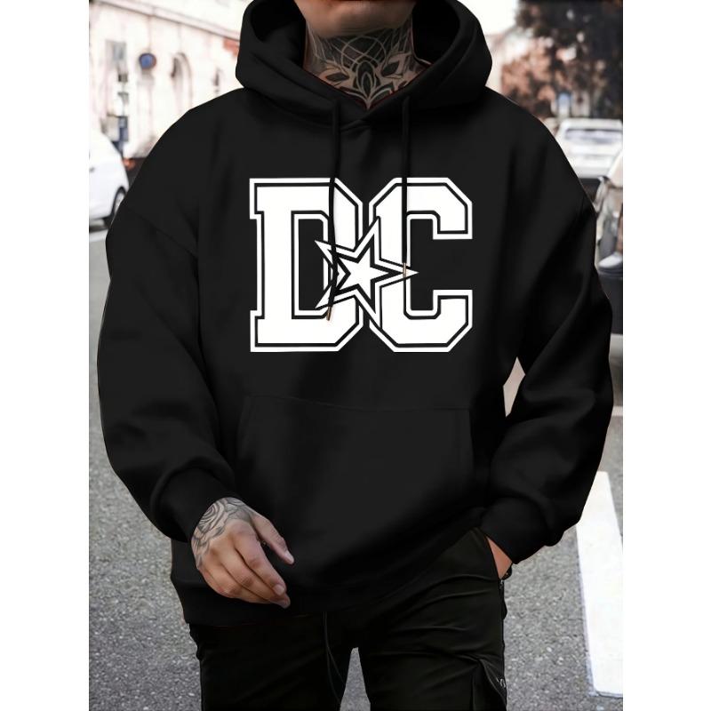 Men's Casual Winter Hooded Sweatshirt - Regular Fit, Machine Washable, Trendy Streetwear Pullover, Comfortable Knit Fabric