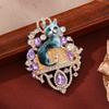 Light Luxury Enamel Cat Lapel Pin Vintage Imitation Rhinestone Brooch  Clothes Decoration