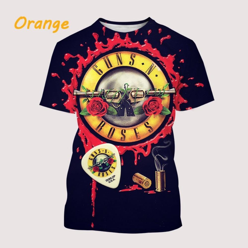 Summer Trendy Casual Guns N'Roses 3D Printed Men's Round Neck Short Sleeved Top T-shirt