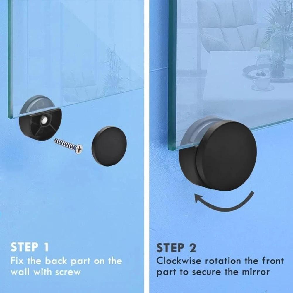 4 Pack Mirror Holder Clips Zinc Alloy for Bathroom Use Designed for 3mm to 5mm Glass Thickness Chic Black Finish