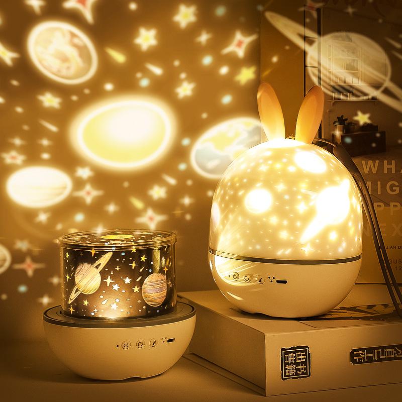 Elf LED Rechargeable Rotating Projection Lamp: Creative Children's Night Light & Music Box with Remote Control