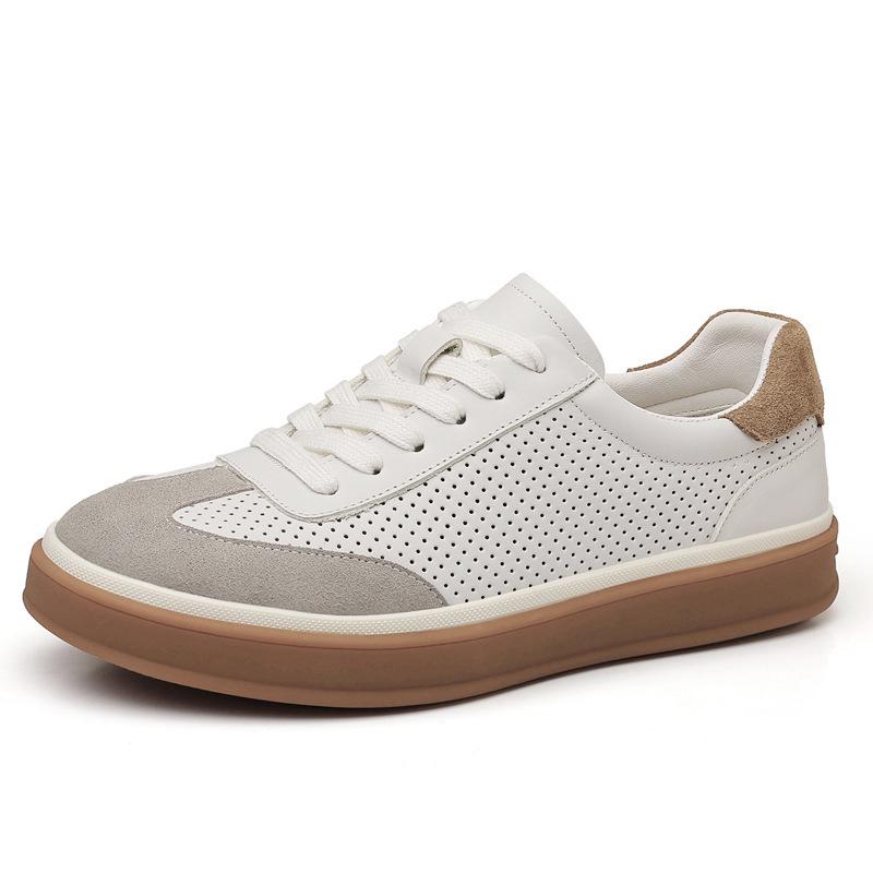 The First Layer of Cowhide Men's Hollow Breathable Punched Sandals Men's Casual Moral Training Shoes Men's Shoes