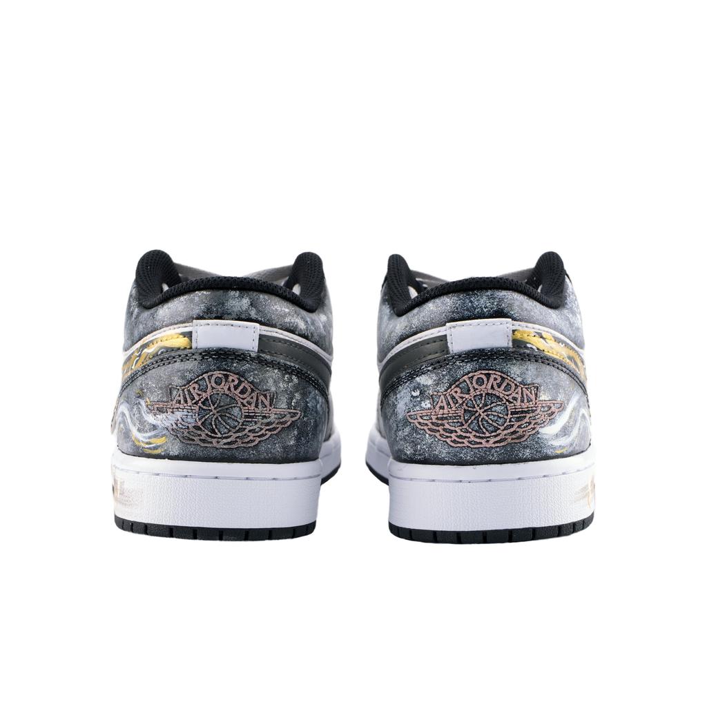 Jordan Air Jordan 1 Tomb Raider Aşınmaya Dayanıklı Düşük Bilekli Vintage Basketbol Ayakkabıları Unisex Gri Beyaz 553558-165(Takım626-)