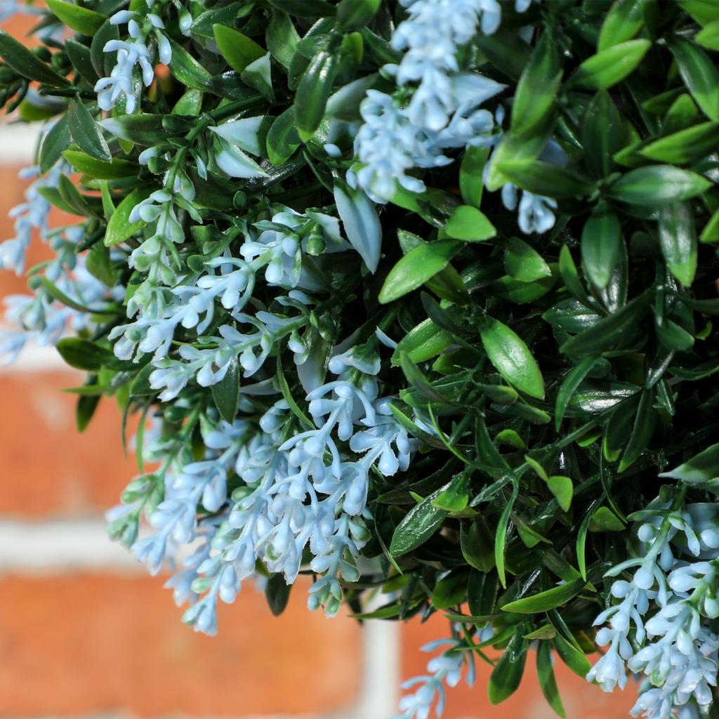 Set Of 2 Artificial Plant Topiary Balls UV Protected Fake Decorative Plants Blue