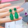 Retro Teardrop Earrings: Simulated Emerald & Blue Paraiba Style