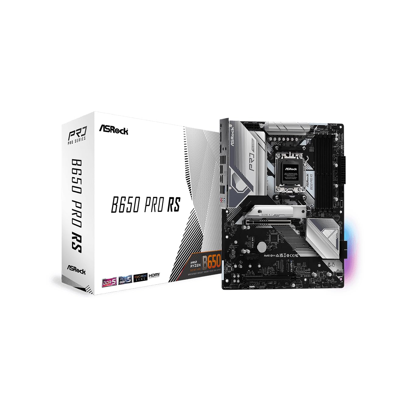 

ASRock Motherboard B650 Pro RS Compatible with AMD Ryzen 7000 Series CPU B650E ATX Motherboard Authorized Distributor (Soket AM5) [Domestic Product]