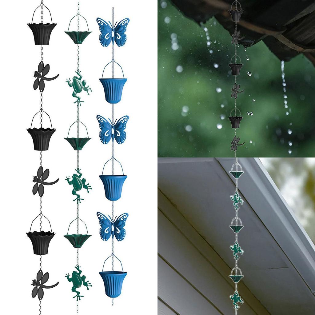 Rain Chain Outside Gutter Garden Decor Rainwater Chains for Home Roofs Sheds