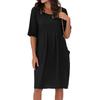 Summer Women's Long Round Neck T-shirt Versatile Casual Women's Solid Color Simple Women's Dress