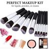 Premium Synthetic Kabuki Foundation Face Powder Blush Eyeshadow Brush Makeup Brush Kit with Blender Sponge and Brush Cleaner (10 Pcs, Black/Silver)