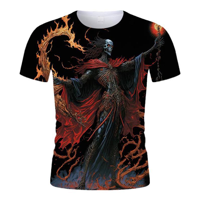 

Мужская футболка с принтом «Череп и доспехи», модный тренд, 3D-принт, круглый вырез, короткий рукав, футболка 6XL