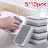 5/10Pcs Home Double-sided Sponge Wipe Gray Dirt-resistant Scouring Pad Kitchen Stain Sponge Wipe Professional Cleaning Supplies