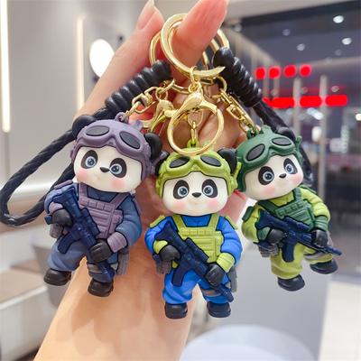 Creative Special Forces Panda Keychain Cute Cartoon Troop Little Warrior Doll Couple Bag Pendant Small Gifts