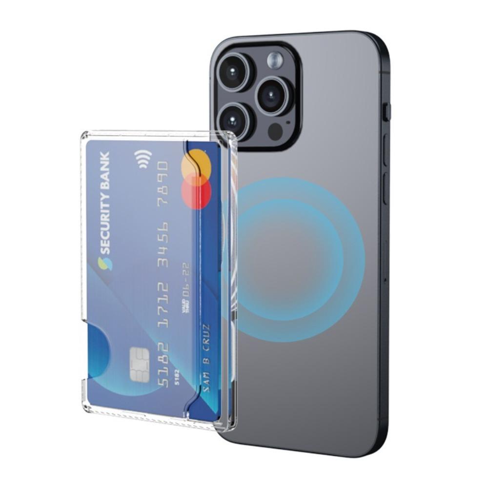 Magnetic Clear Wallet Plastic Strong Adsorption Card Holder Portable Card Slots Cover for iPhone 16 15 Pro Max 14 13 12 for Men