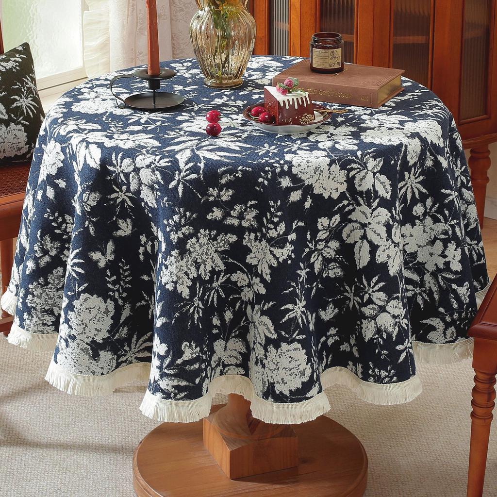 Tablecloth Round Tassel Tablecloth Thickened Fabric Plant Flower Decoration Supply