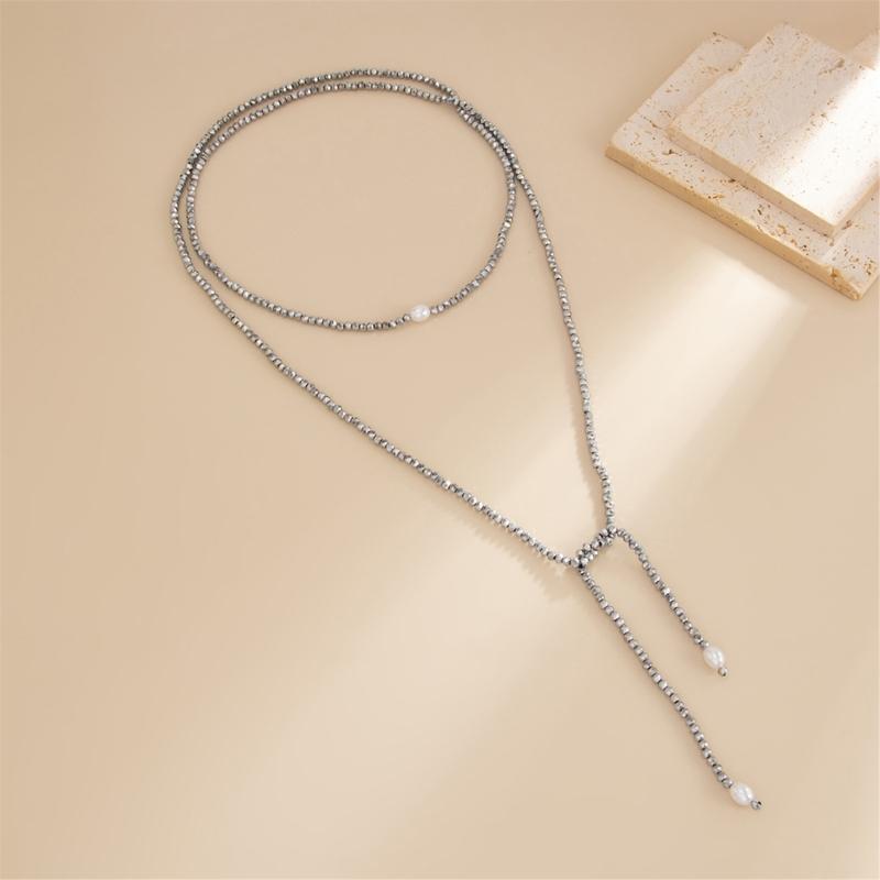 Vintage Bead Long Necklace Neckwear with Cool Minimalist Accent for Casual and Formal Wear Comfortable Lightweight