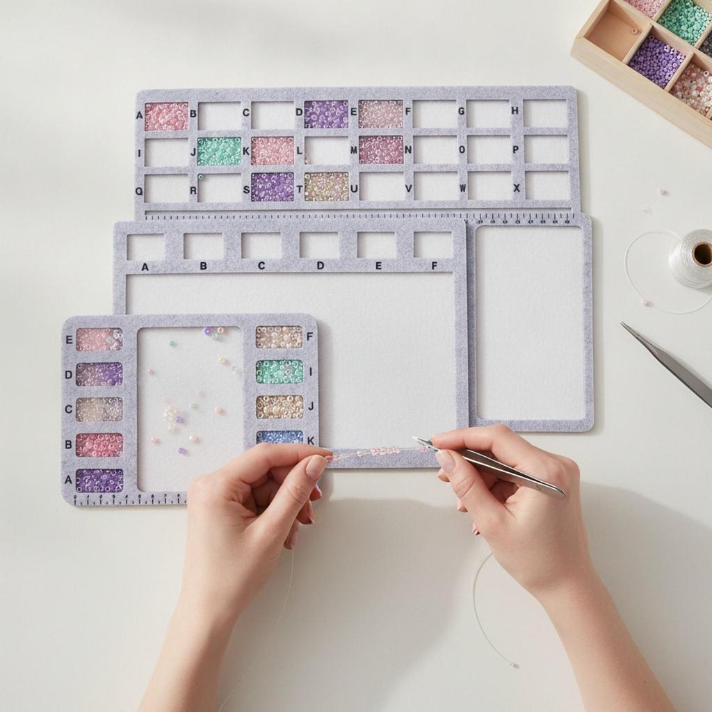 4 Pieces Felt Bead Design Workboard Low-Mess for Beginners