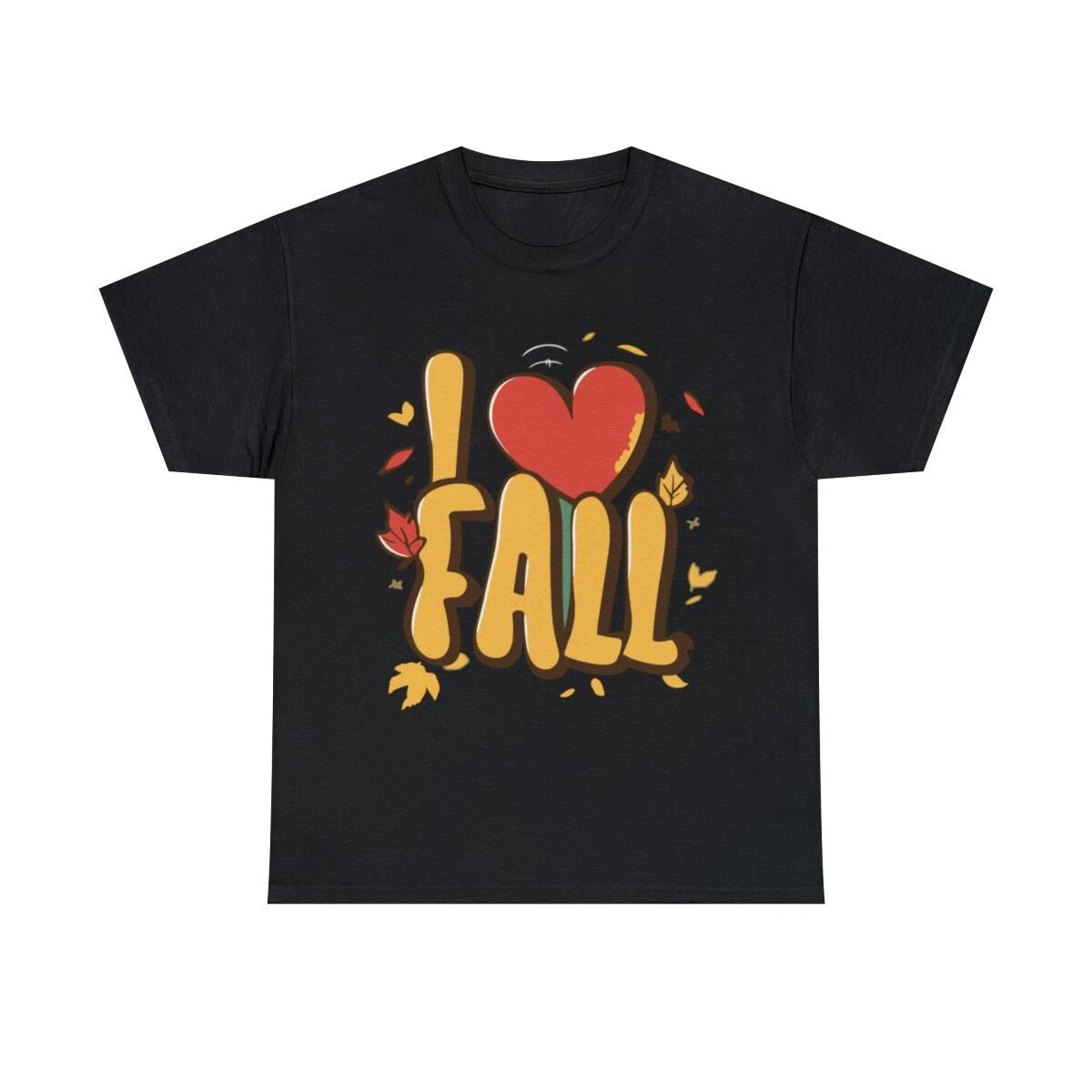 I Love Fall Autumn Leaves Graphic Tee Shirt, S-5XL 3XL