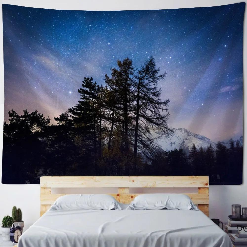 Night Forest Starry Sky Pattern Tapestry Bedroom Living Room Tapestry Home Wall Decoration Tapestry