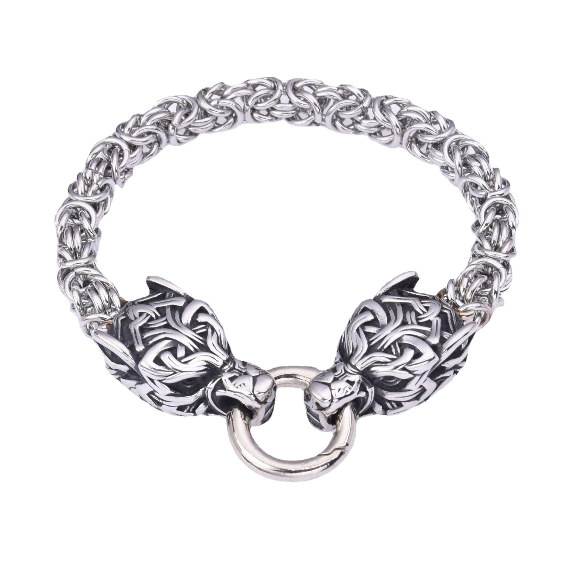 

Европейские и американские мужские властные ожерелья с головой волка из нержавеющей стали, ювелирные изделия