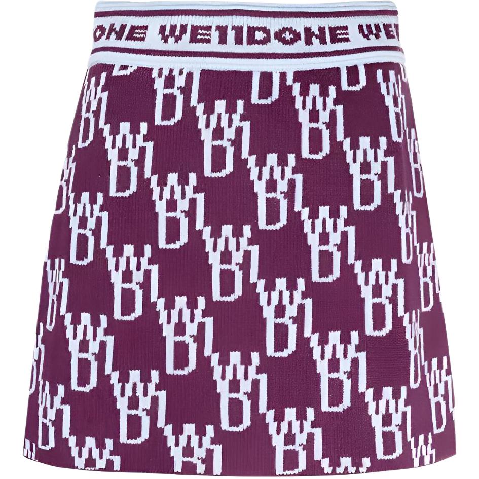 We11done Letter Print Knit Mini A-Line Casual Skirt Women skirts WD-KS3-21-601-W-PP