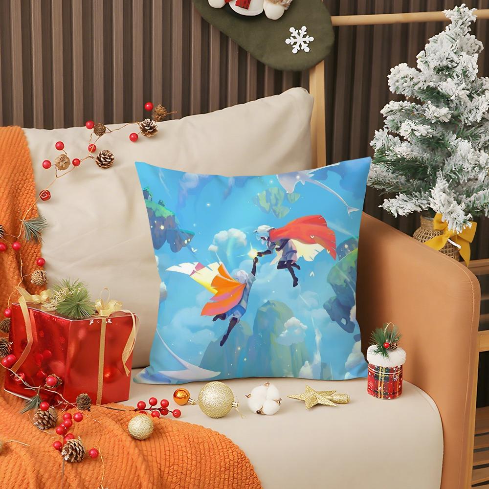 S-Sky Children of the Light Pillow Case Anti-dustmite Pillow Invisible Zipper Silky Short Plush Sofa Cushion Cover
